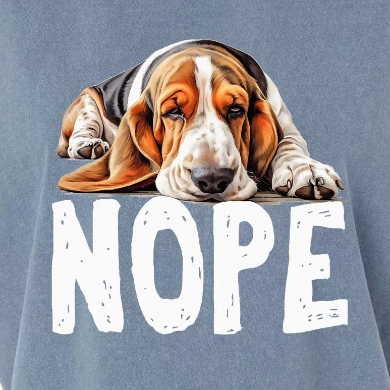 Nope Lazy Dog Funny Basset Hound Garment-Dyed Women's Muscle Tee