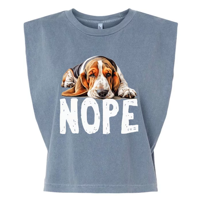 Nope Lazy Dog Funny Basset Hound Garment-Dyed Women's Muscle Tee