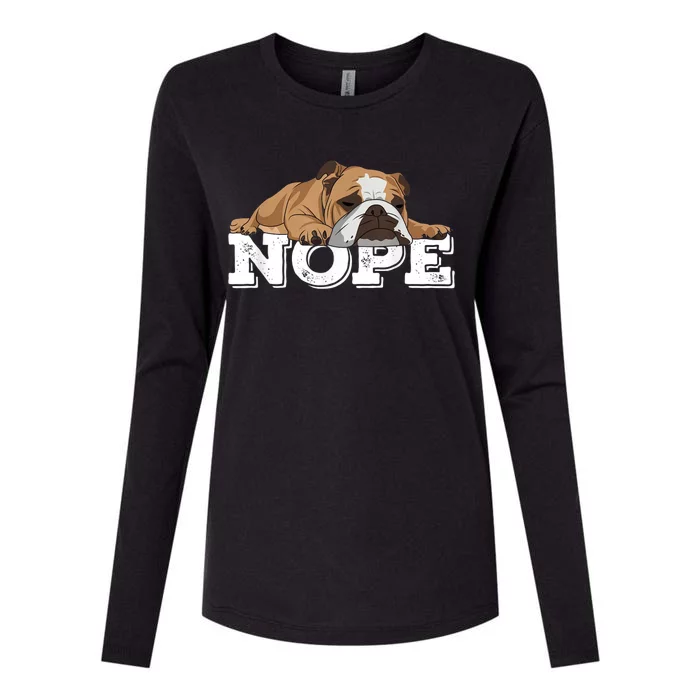 Nope Lazy English Bulldog Dog Lover Womens Cotton Relaxed Long Sleeve T-Shirt