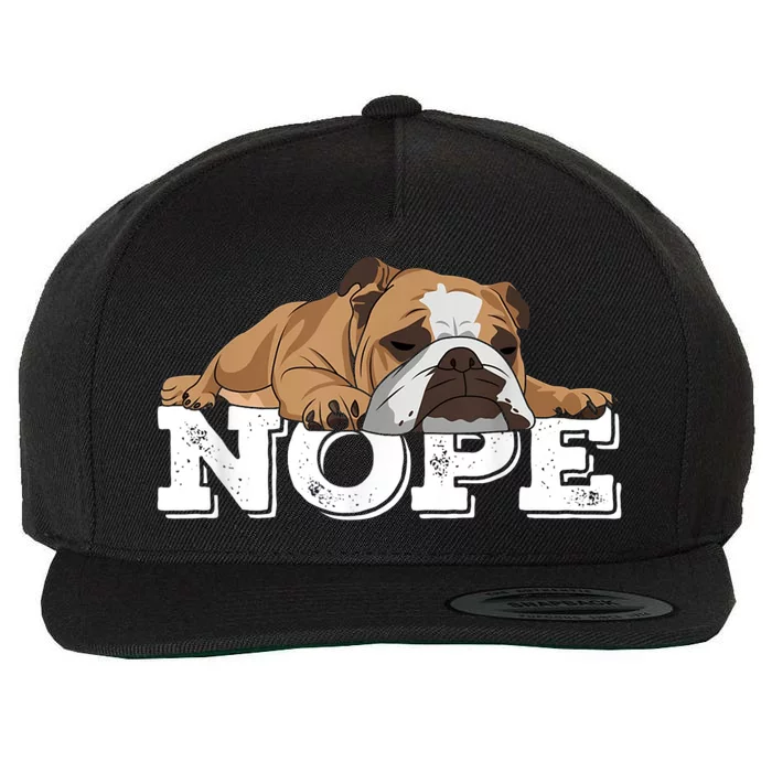 Nope Lazy English Bulldog Dog Lover Wool Snapback Cap