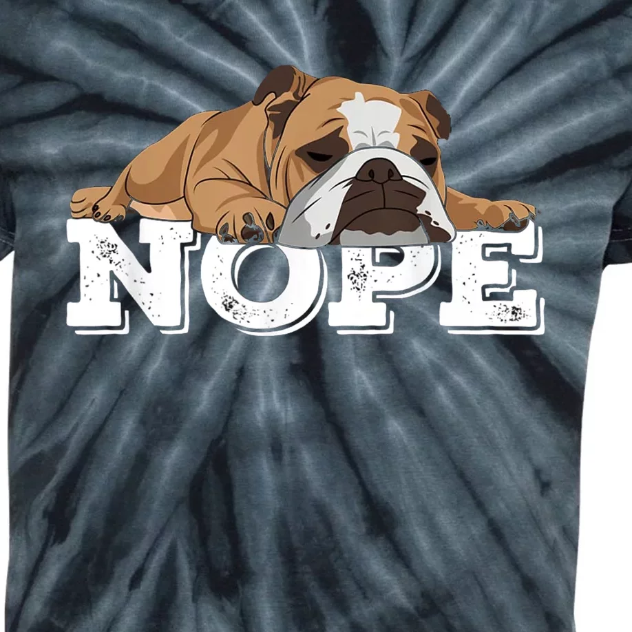 Nope Lazy English Bulldog Dog Lover Kids Tie-Dye T-Shirt