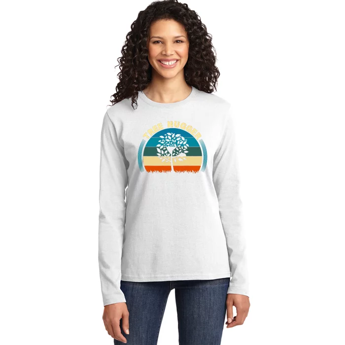 Nature Lovers Earth Environmentalist Tree Hugger Sunset Ladies Long Sleeve Shirt