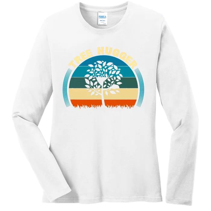 Nature Lovers Earth Environmentalist Tree Hugger Sunset Ladies Long Sleeve Shirt