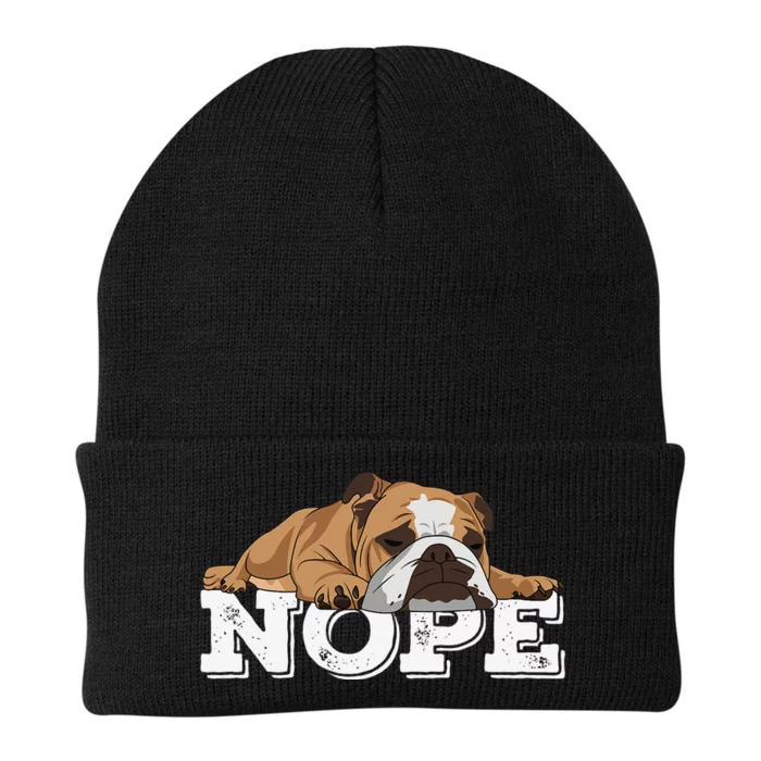 Nope Lazy English Bulldog Dog Lover Knit Cap Winter Beanie