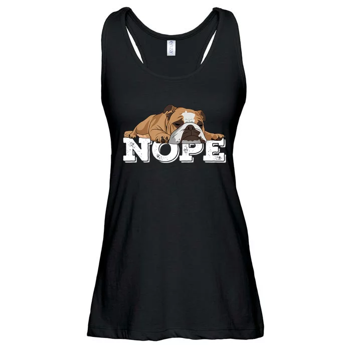 Nope Lazy English Bulldog Dog Lover TShirt Ladies Essential Flowy Tank