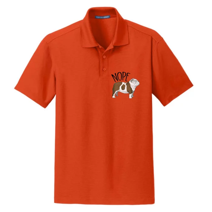 Nope Lazy English Bulldog Dog Mom Funny Gift Dry Zone Grid Performance Polo