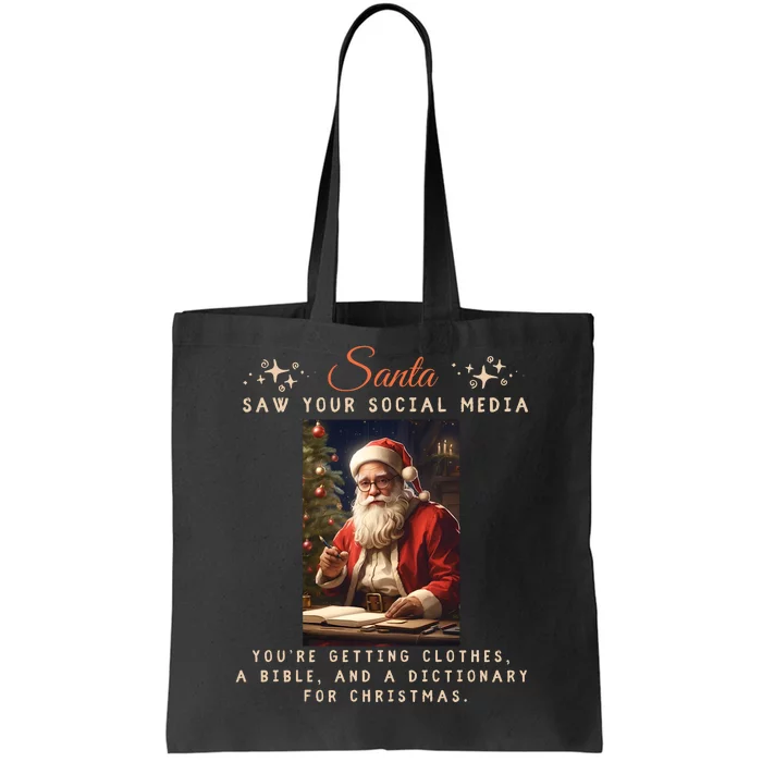 Naughty List Funny Sarcastic Santa Tote Bag