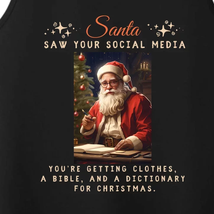 Naughty List Funny Sarcastic Santa Performance Tank