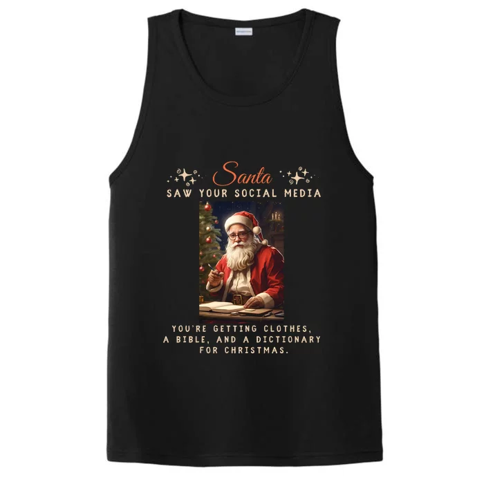 Naughty List Funny Sarcastic Santa Performance Tank