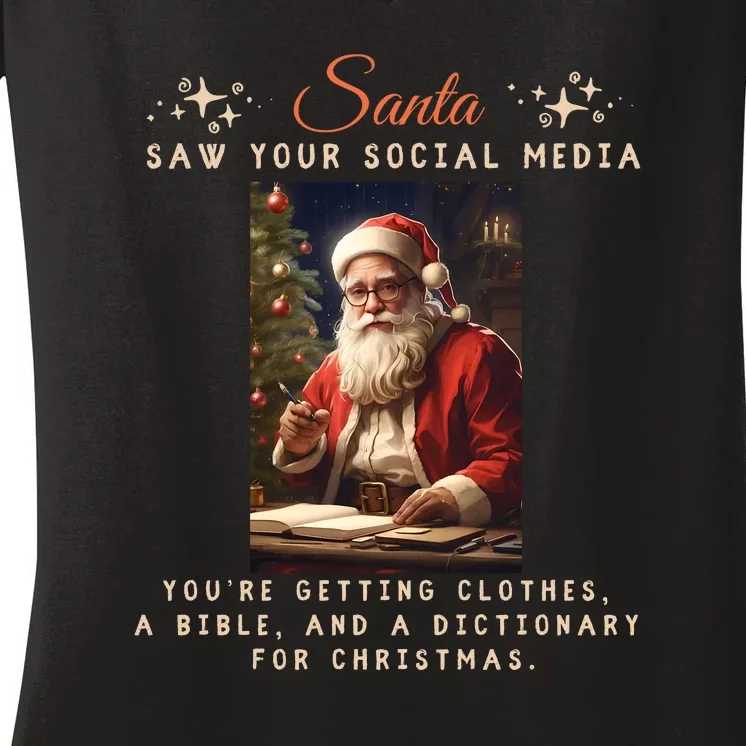 Naughty List Funny Sarcastic Santa Women's V-Neck T-Shirt