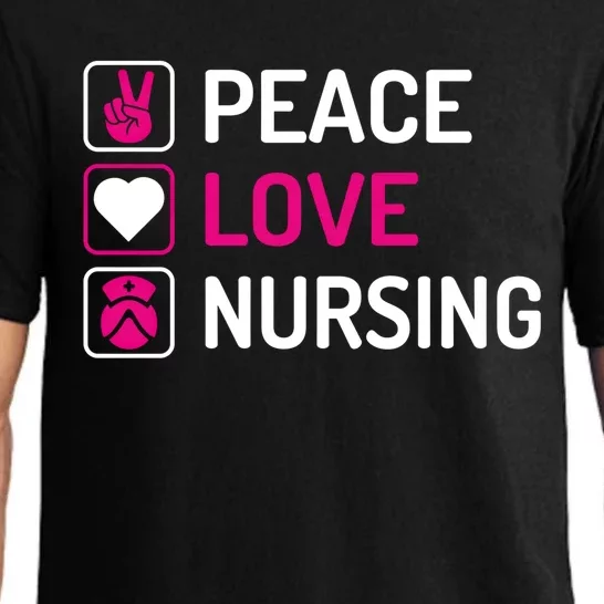 Nurse Lovers Funny Funny Gift Peace Love Nursing Cool Gift Pajama Set