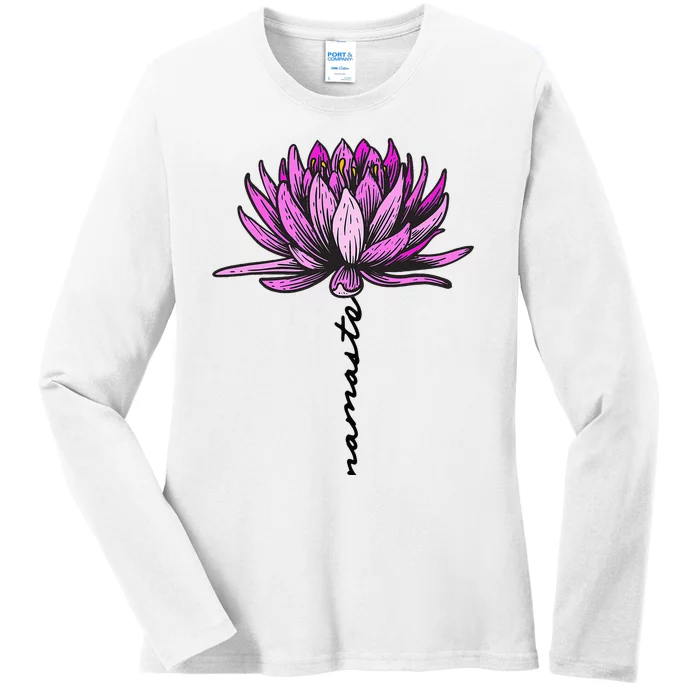 Namaste Lotus Flower Spiritual Yoga Meditation Gift Ladies Long Sleeve Shirt