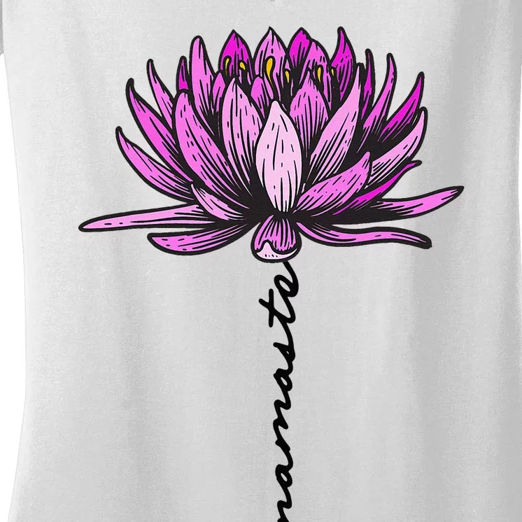 Namaste Lotus Flower Spiritual Yoga Meditation Gift Women's V-Neck T-Shirt