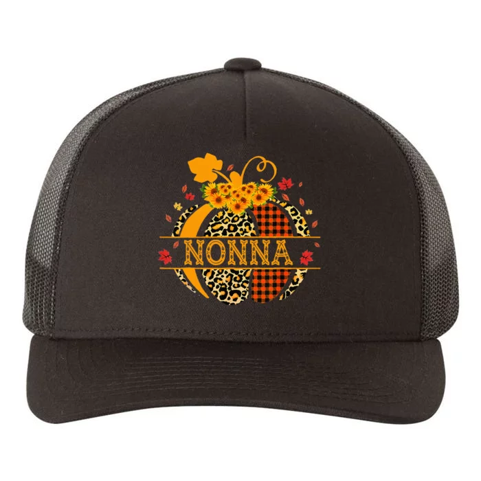 Nonna Leopard Floral Pumpkin Fall Autumn Thanksgiving Yupoong Adult 5-Panel Trucker Hat