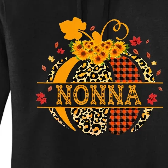 Nonna Leopard Floral Pumpkin Fall Autumn Thanksgiving Women's Pullover Hoodie