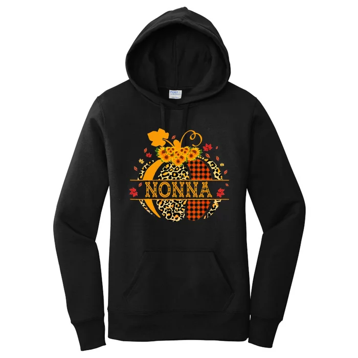 Nonna Leopard Floral Pumpkin Fall Autumn Thanksgiving Women's Pullover Hoodie