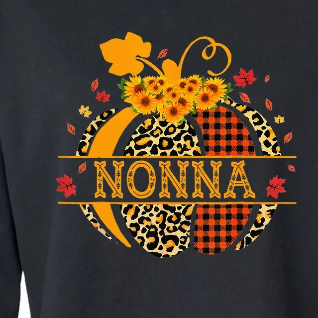 Nonna Leopard Floral Pumpkin Fall Autumn Thanksgiving Cropped Pullover Crew