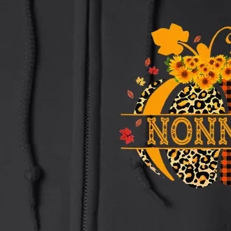 Nonna Leopard Floral Pumpkin Fall Autumn Thanksgiving Full Zip Hoodie