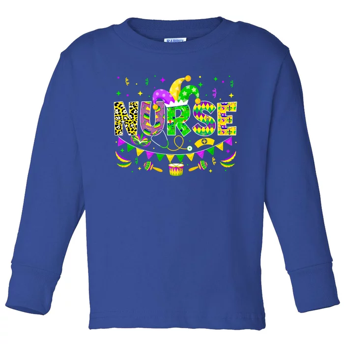 Nurse Lover Funny Mardi Gras Carnival Party Gift Toddler Long Sleeve Shirt