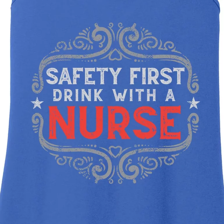 Nurse Lover Funny Safety First With A Nurse Retro Cool Gift Ladies Essential Tank