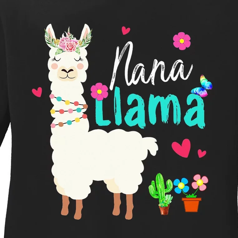 Nana Llama Funny Mother's Day Mom Birthday Ladies Long Sleeve Shirt