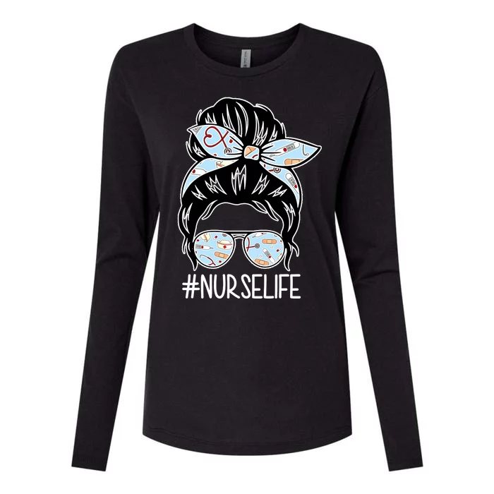 Nurse Life Female Bun Womens Cotton Relaxed Long Sleeve T-Shirt