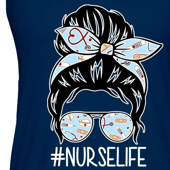 Nurse Life Female Bun Ladies Essential Flowy Tank