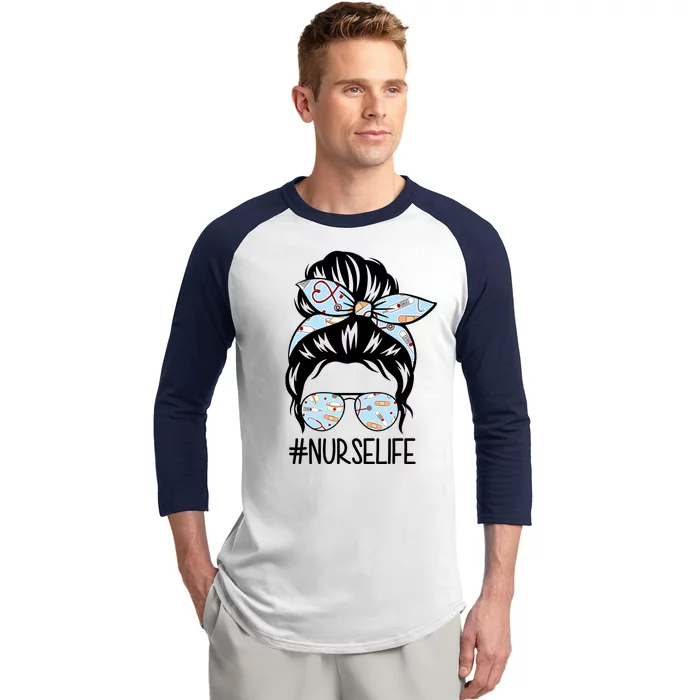 Nurse Life Female Bun Baseball Sleeve Shirt