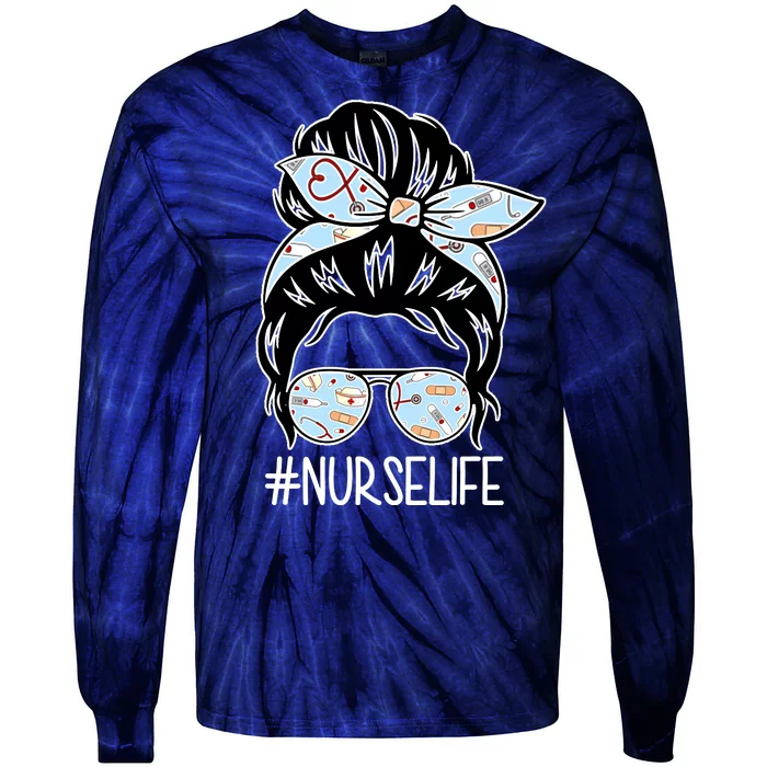 Nurse Life Female Bun Tie-Dye Long Sleeve Shirt