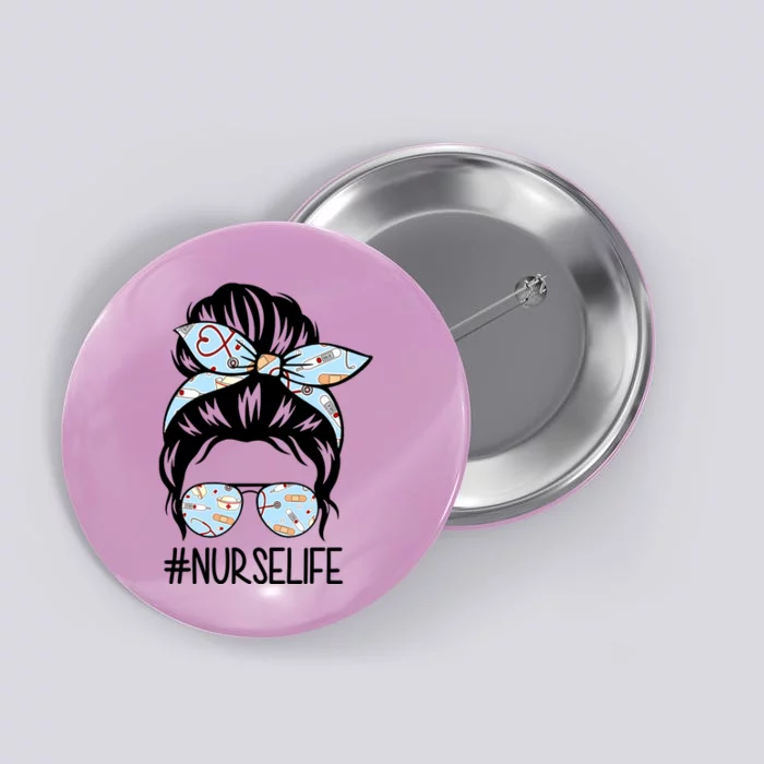 Nurse Life Female Bun Button