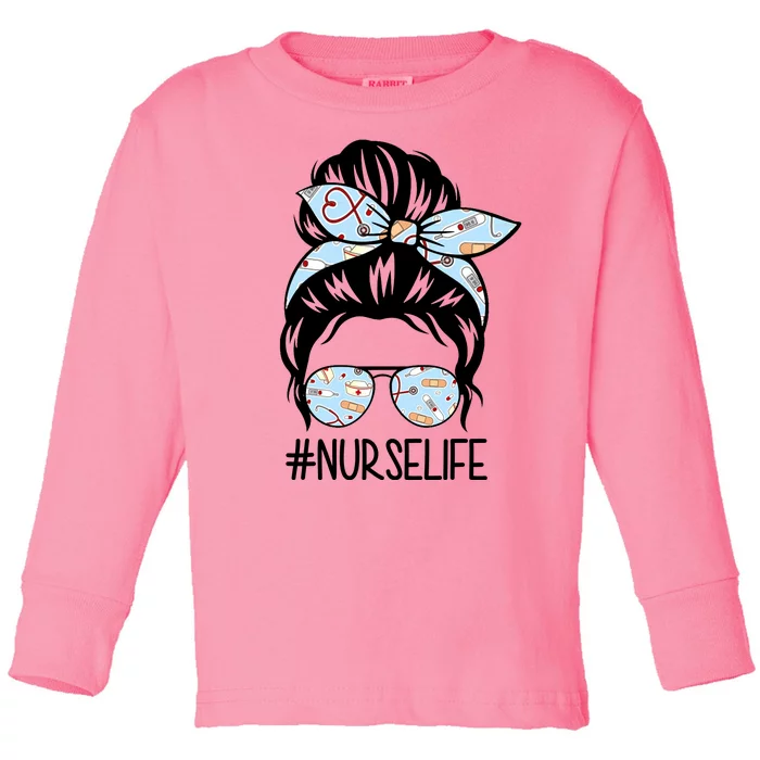 Nurse Life Female Bun Toddler Long Sleeve Shirt