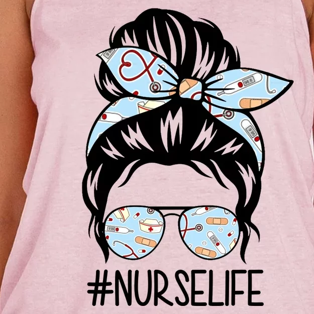 Nurse Life Female Bun Women's Knotted Racerback Tank