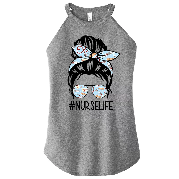 Nurse Life Female Bun Women’s Perfect Tri Rocker Tank