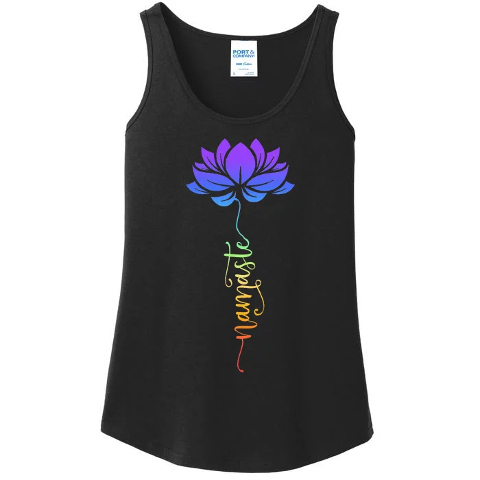 Namaste Lotus Flower Meditation Yoga Ladies Essential Tank