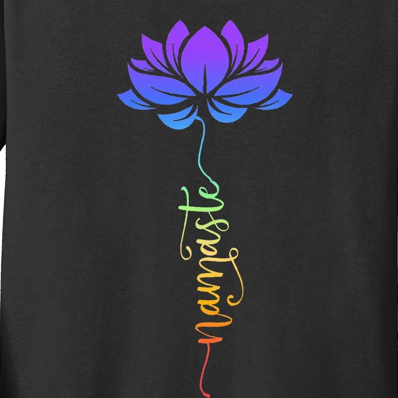 Namaste Lotus Flower Meditation Yoga Kids Long Sleeve Shirt