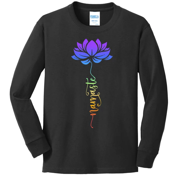 Namaste Lotus Flower Meditation Yoga Kids Long Sleeve Shirt