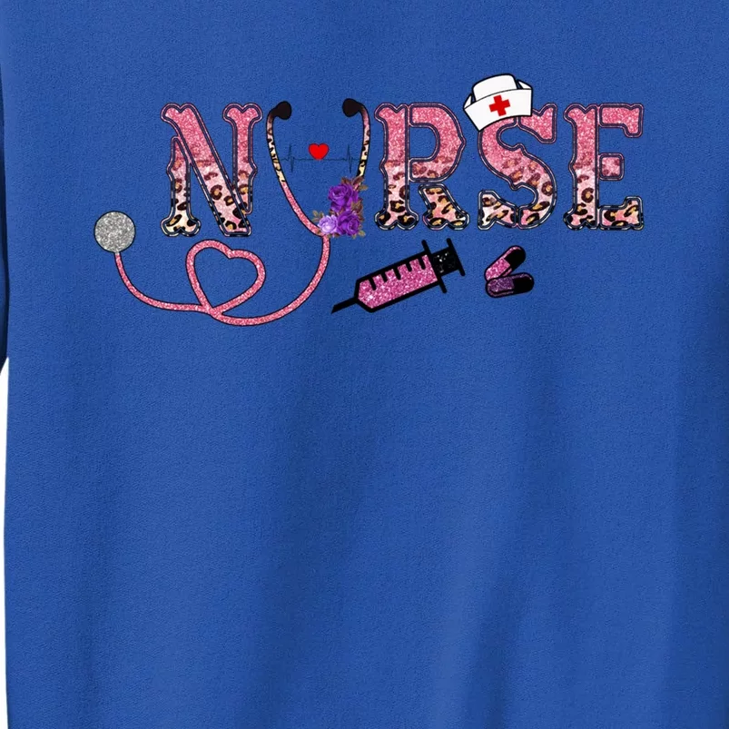 Nurse Leopard Gift Rn Registered Nurses Stethoscope Graphic Meaningful Gift Tall Sweatshirt