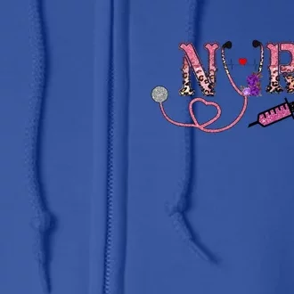 Nurse Leopard Gift Rn Registered Nurses Stethoscope Graphic Meaningful Gift Full Zip Hoodie