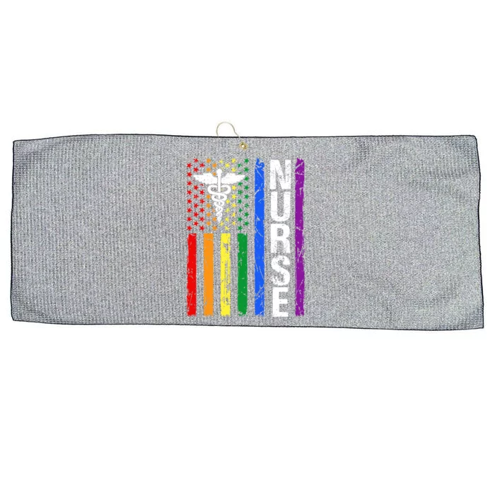 Nurse Lgbt Gay Pride Rainbow Flag Support Lgbt Nurse Gift Large Microfiber Waffle Golf Towel