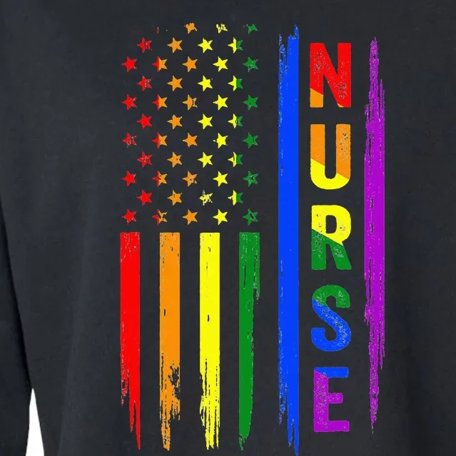 Nurse LGBT Gay Pride Rainbow Flag Registered Nursing RN Cropped Pullover Crew