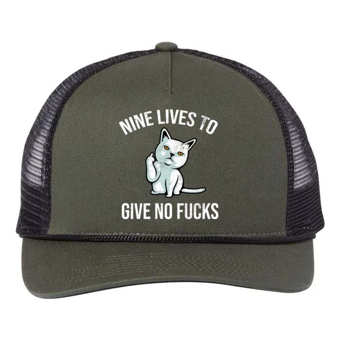 Nine Lives Give No Fucks Retro Rope Trucker Hat Cap