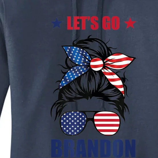 NEW Let's Go Brandon, American Girl Messy Bun, AntiBiden Women's Pullover Hoodie