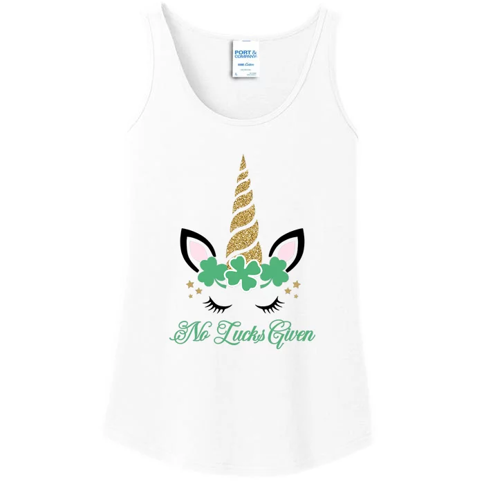 No Lucks Given Clover Shamrock St Patrick Day Unicorn Ladies Essential Tank