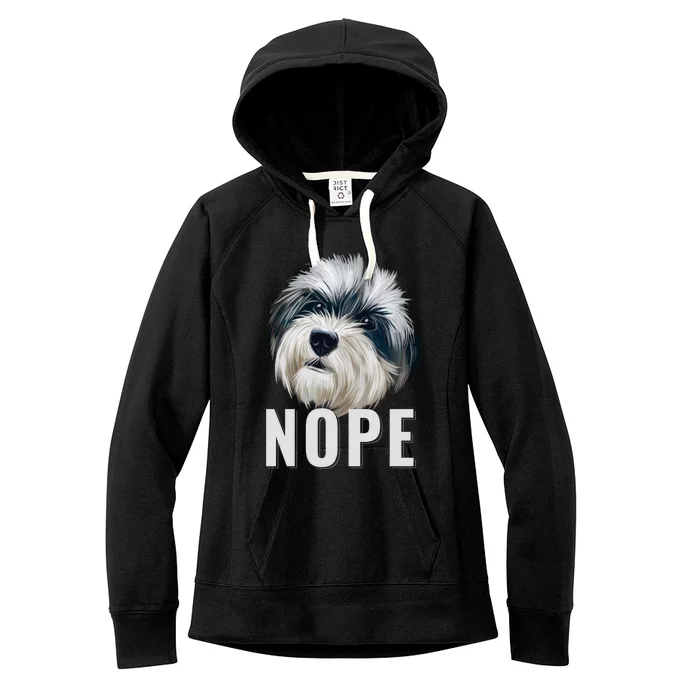 Nope Lazy Havanese Funny Havanese Dog Lover Pet Owner Long Sleeve Women's Fleece Hoodie