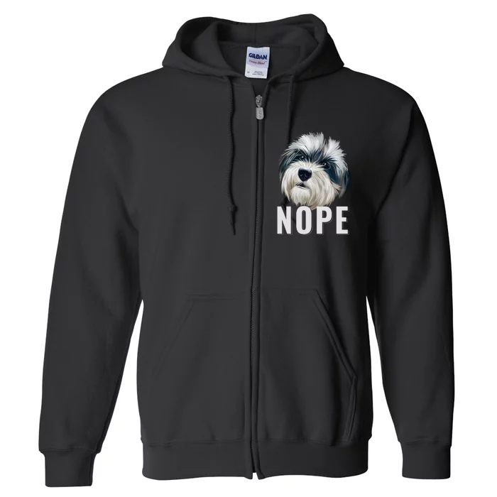 Nope Lazy Havanese Funny Havanese Dog Lover Pet Owner Long Sleeve Full Zip Hoodie