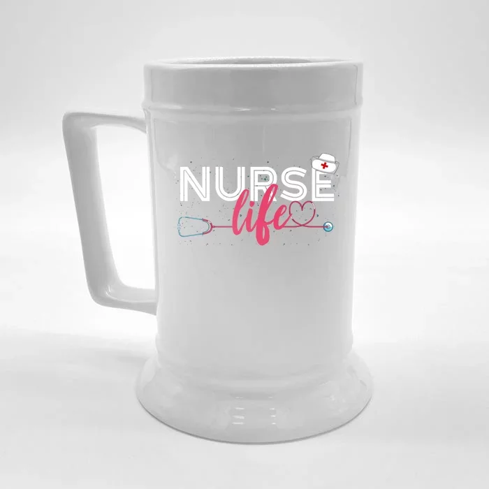 Nurse Life Hospital Rn Nursing Stethoscope Lpn Medical Nurse Gift Front & Back Beer Stein