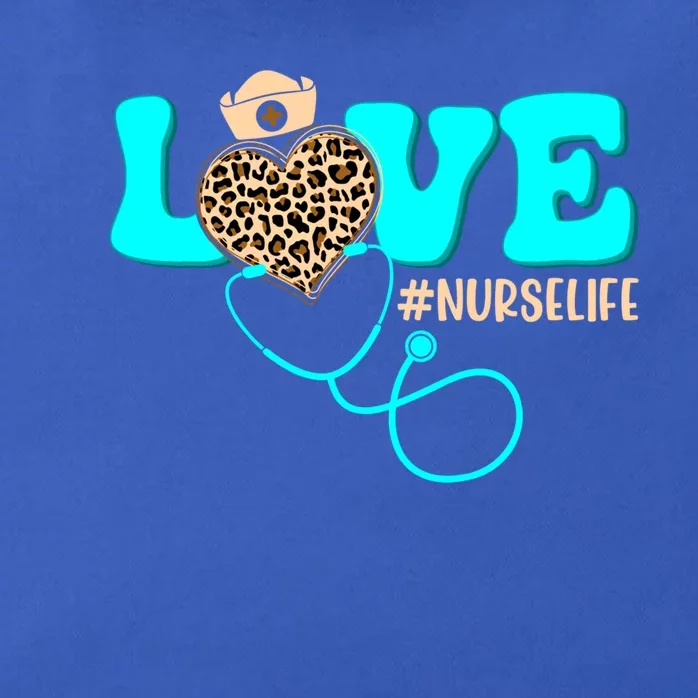 Nurse Life Heartbeat Leopard Mothers Day Love Stethoscope Cool Gift Zip Tote Bag