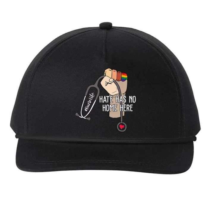 Nurse Life Hate Has No Home Here LGBTQ Love Pride Month Gift Snapback Five-Panel Rope Hat