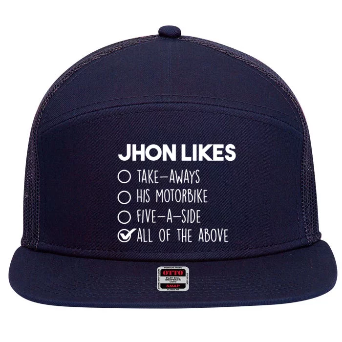 Name Likes His Motor Bike Tick 7 Panel Mesh Trucker Snapback Hat