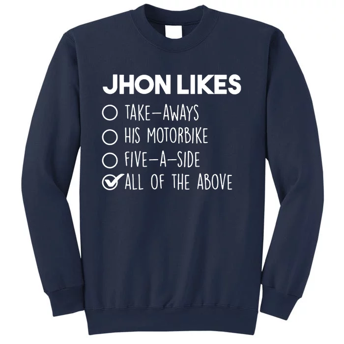 Name Likes His Motor Bike Tick Sweatshirt